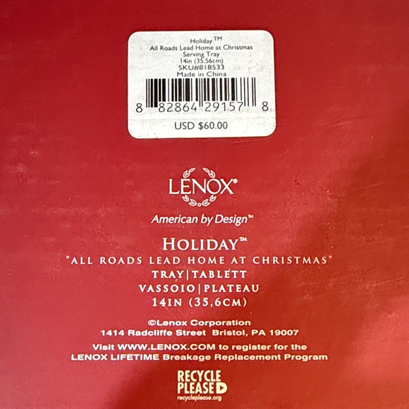 Lenox Red Holiday Tray - Picture 2 of 5